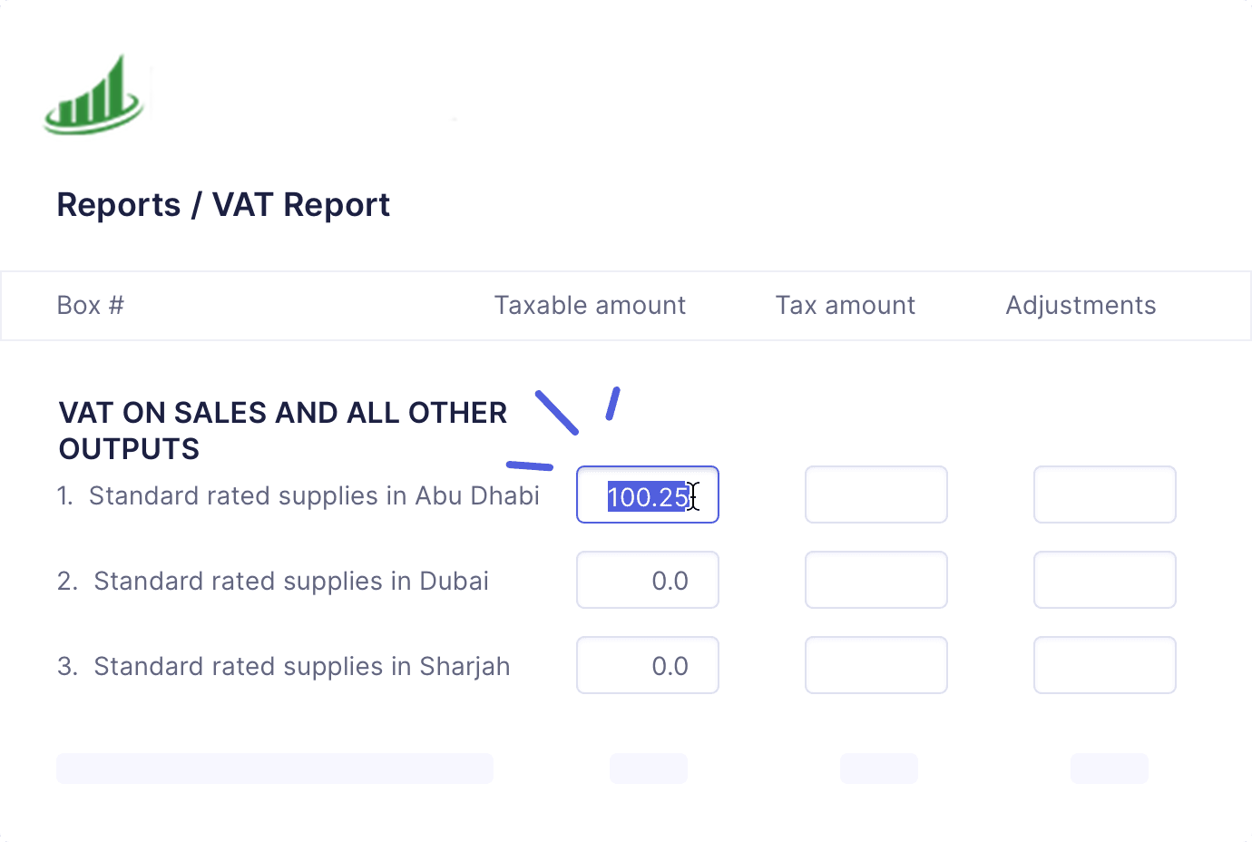 VAT report window
